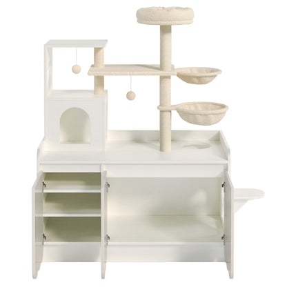 Cat Tree With Litter Enclosure - Hammocks And Storage