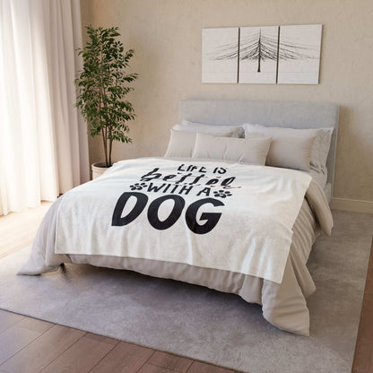 Dog Lover's Soft Polyester Blanket - 'Life is Better with a Dog' - Purrfect Pet Haven