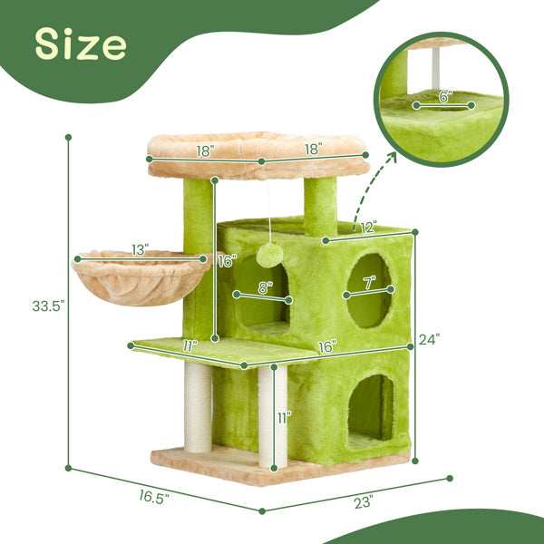 3-inch Yellow-green Speaker-shaped Double-layer Cat House  Hammock Cat Bed - Purrfect Pet Haven