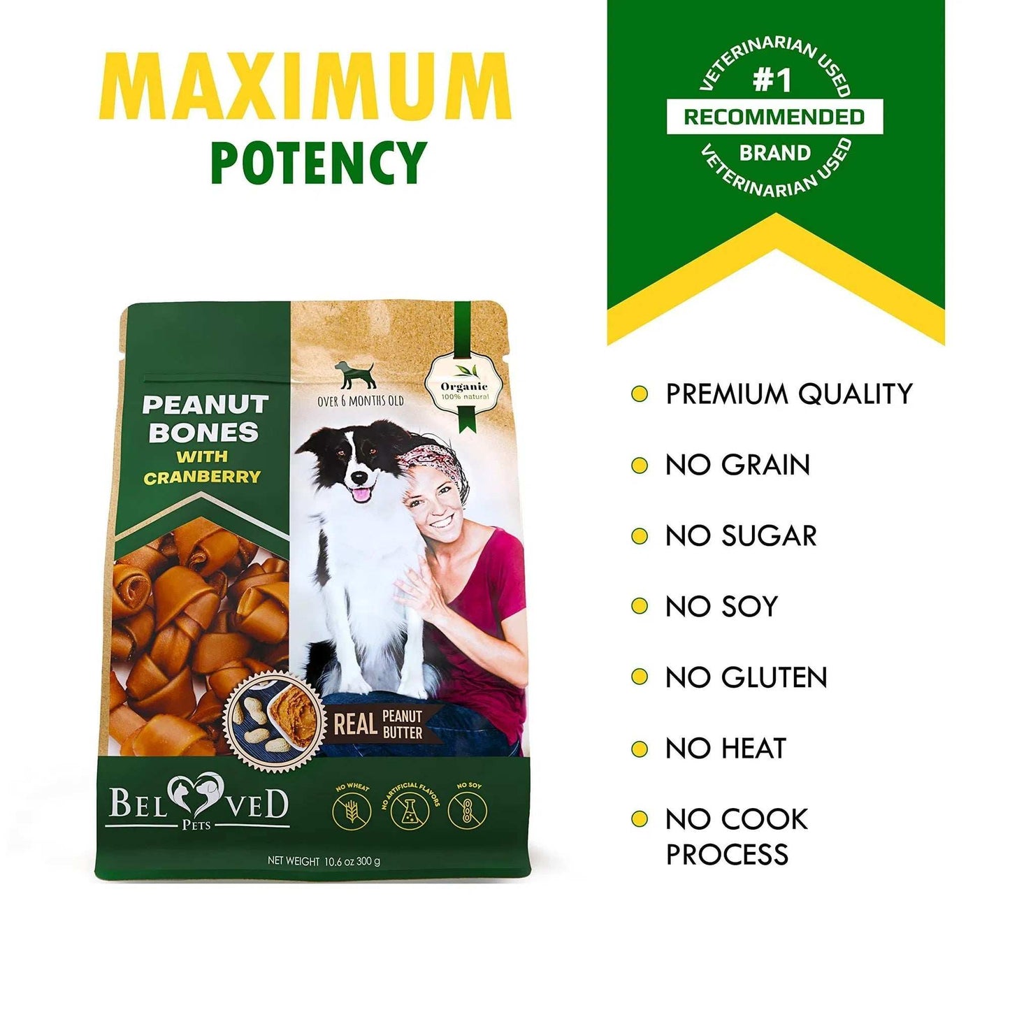 Dog Peanut Butter Bones With Cranberry Rawhide Free Chew Treats Pet Natural Mini & Big Organic Snacks Healthy Collagen & Bulk Best Chews For Small & Large Dogs - Purrfect Pet Haven