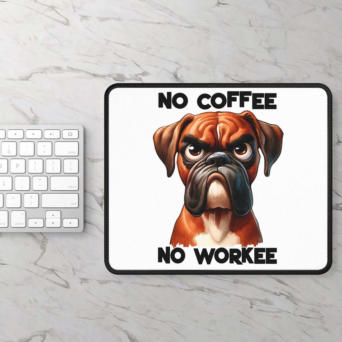Funny Boxer Dog Gaming Mouse Pad - "No Coffee No Workee" - Purrfect Pet Haven
