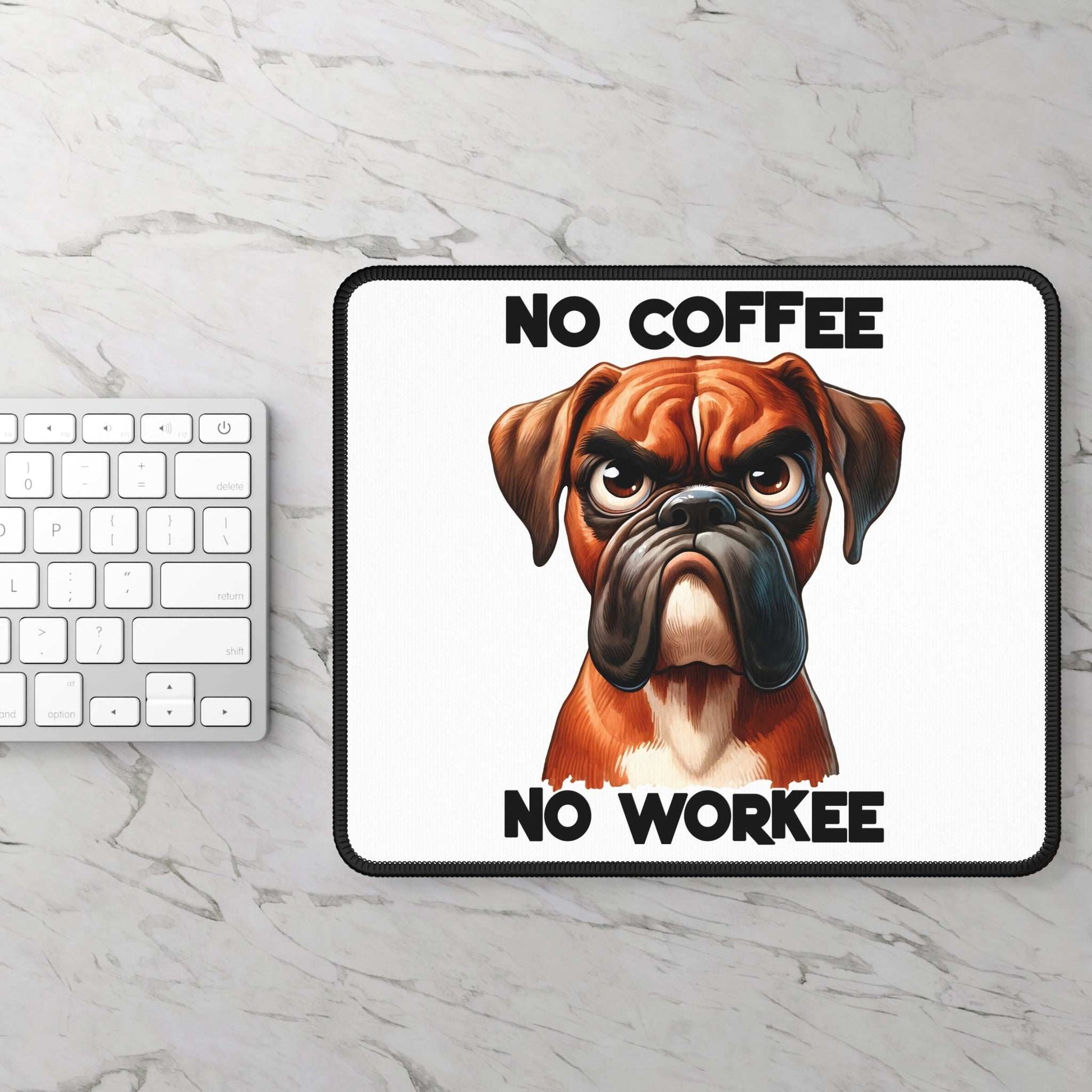 Funny Boxer Dog Gaming Mouse Pad - "No Coffee No Workee" - Purrfect Pet Haven