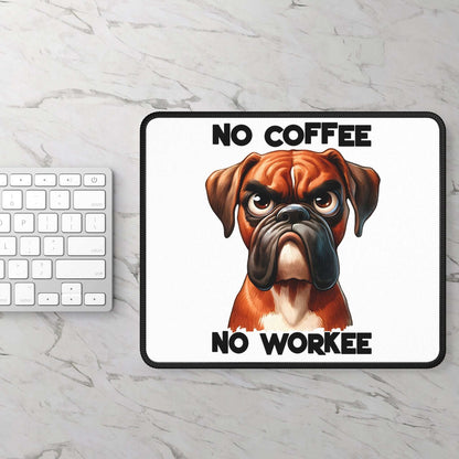Funny Boxer Dog Gaming Mouse Pad - "No Coffee No Workee" - Purrfect Pet Haven