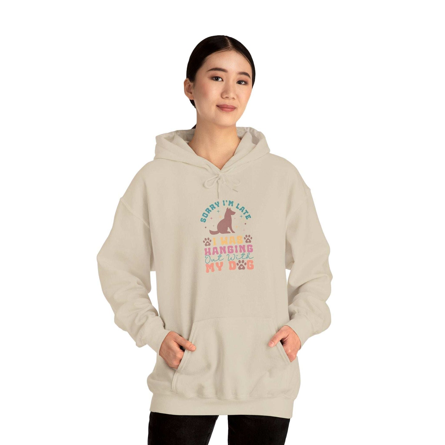 Funny Dog Lover Sweatshirt - "Sorry I'm Late, I Was Hanging Out With My Dog" - Unisex Heavy Blend™ Hoodie - Purrfect Pet Haven