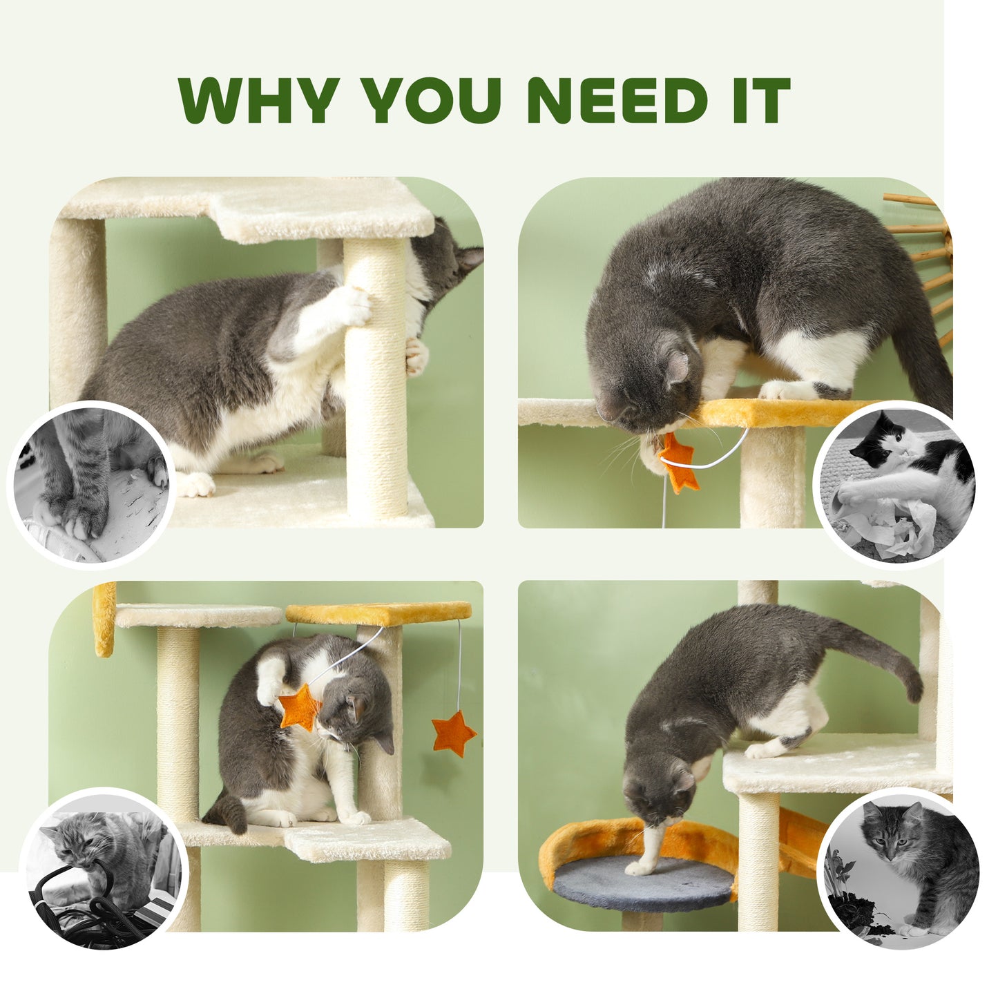 Cat Tree Moon and Star Theme - 63" Tall Condo Hammock Bed