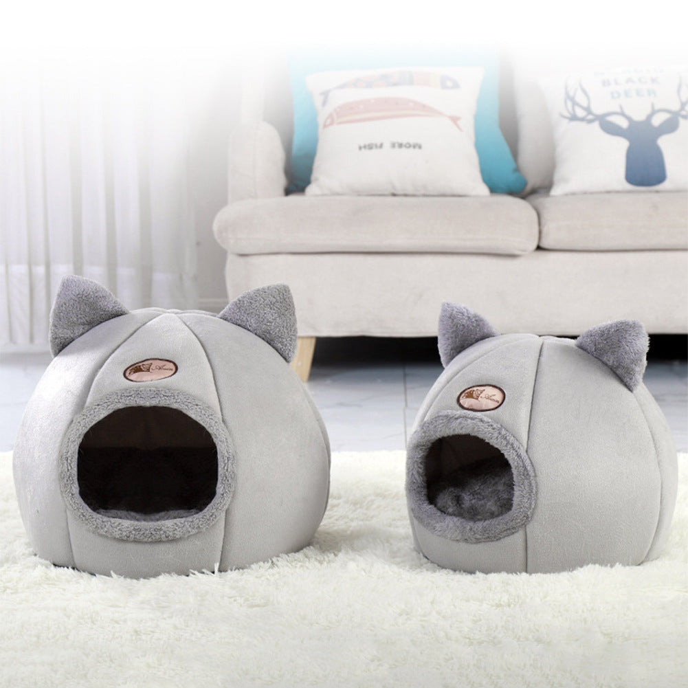 Winter Cat Nest - Large Enclosed Warm Sofa Bed for Cold Weather - Purrfect Pet Haven
