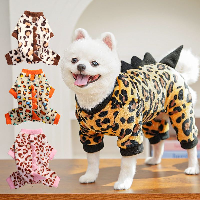 Dino Roar Fleece - Leopard Print Dog Hoodie - Purrfect Pet Haven