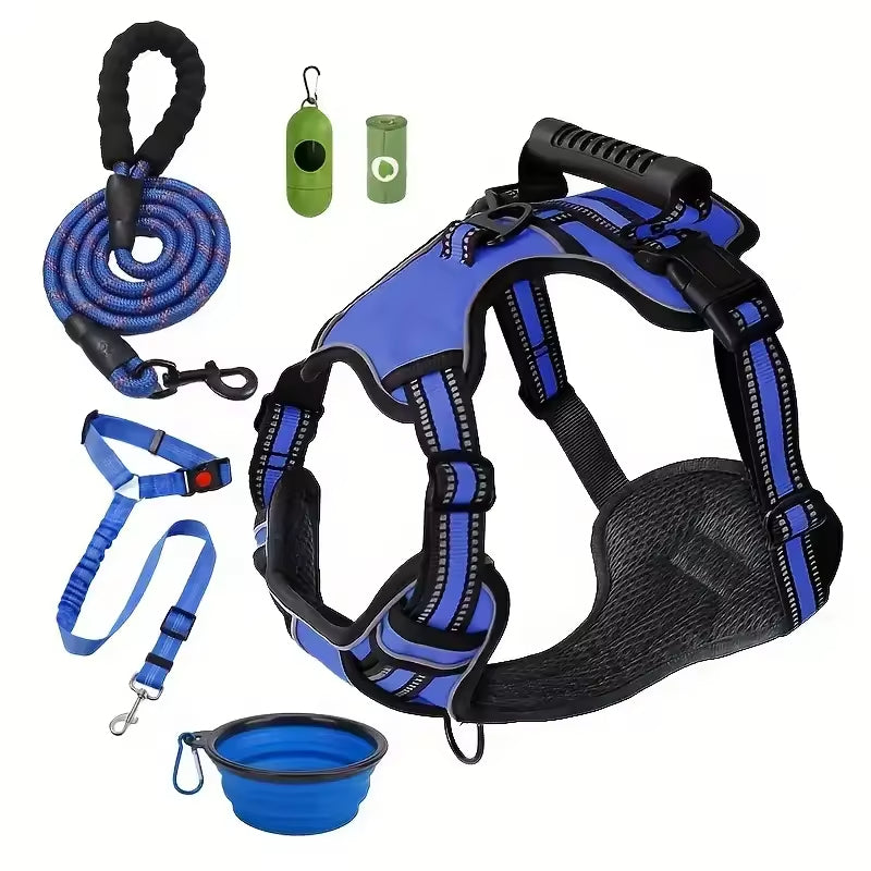 Tactical Dog Harness Set with Car Seat Belt & Travel Bowl - Purrfect Pet Haven