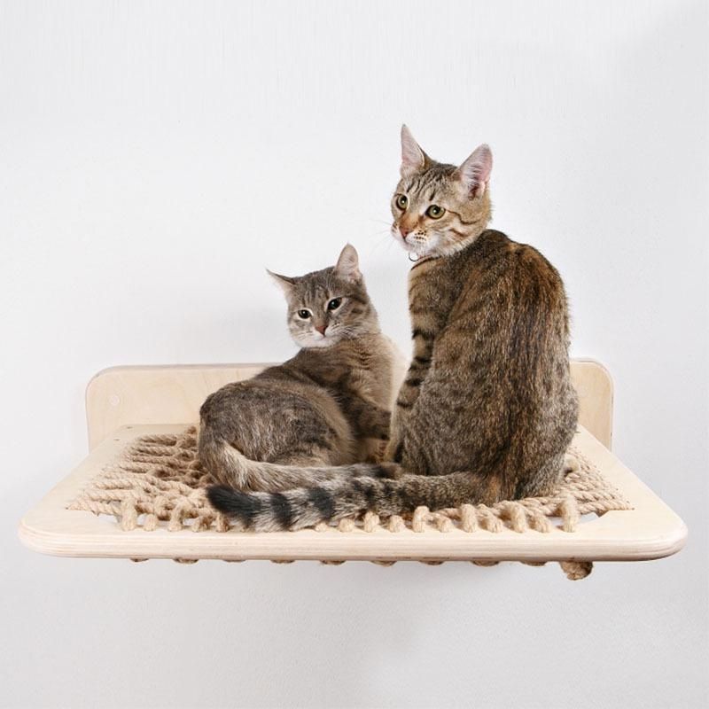 Wall-Mounted Cat Suspension Bridge - Solid Pine Wood Climbing Furniture - Purrfect Pet Haven
