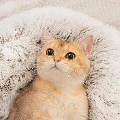 Winter Plush Cat Bed - Round Warm Nest - Purrfect Pet Haven