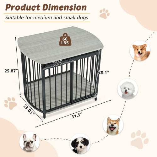 Furniture Style Dog Crate For Small And Medium Dogs - Modern Wooden End Table Kennel - Purrfect Pet Haven
