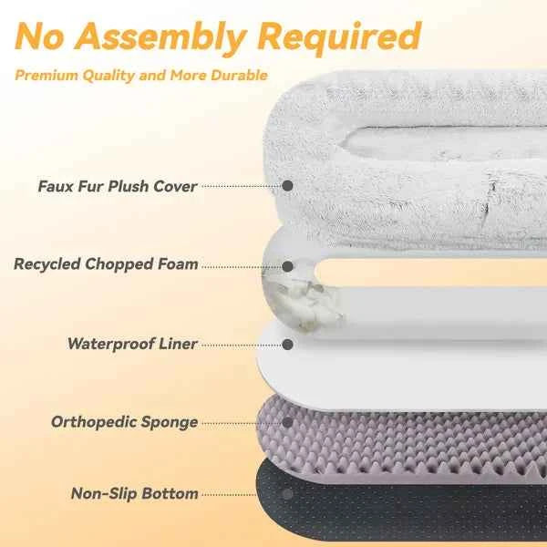 Human Dog Bed, Large Size Fits You And Pets, Washable Faux Fur Dog Bed For People Doze Off, Napping Orthopedic Dog Bed, Present Plump Pillow, Blanket, Strap