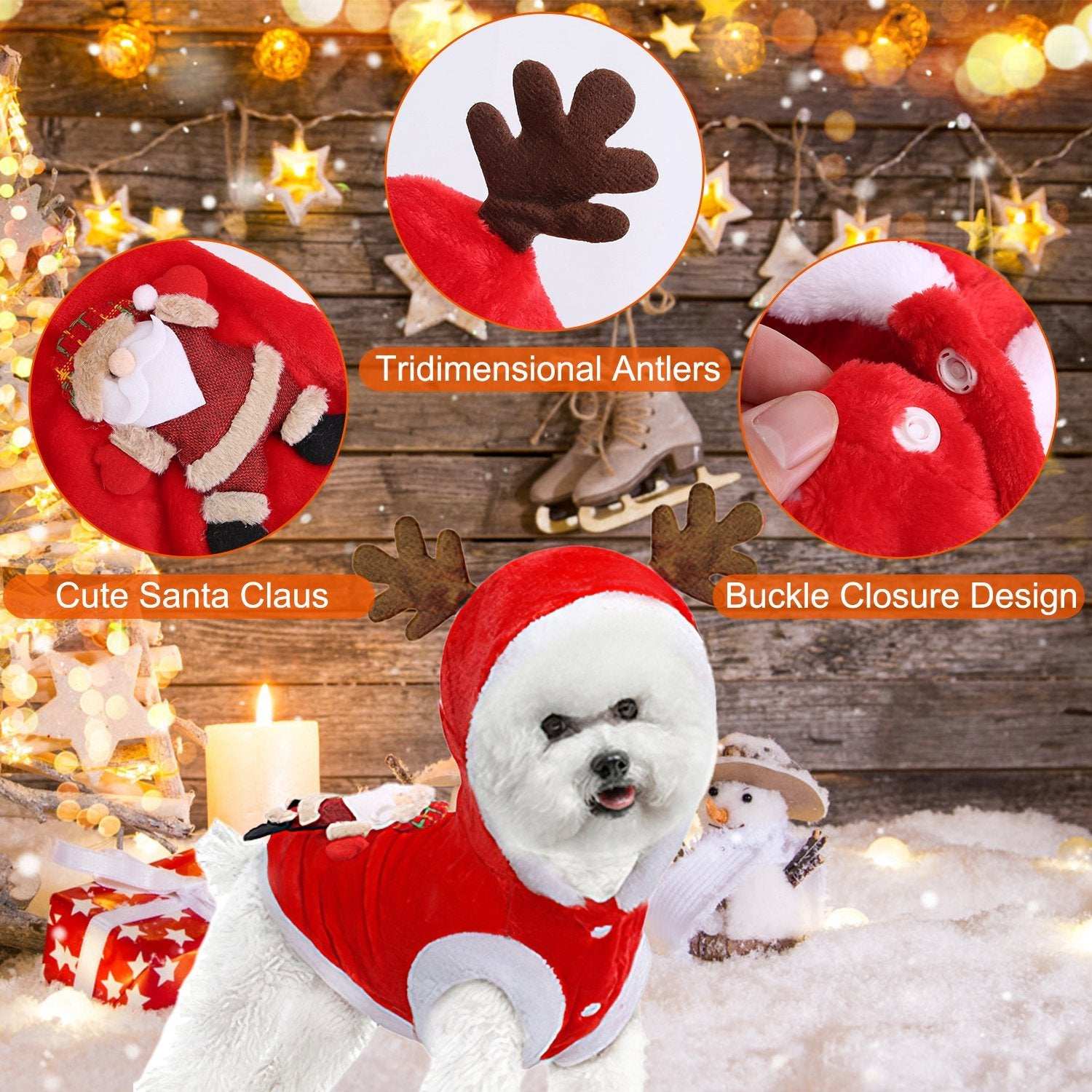 Christmas Santa Reindeer Pet Outfit - 3D Antlers - Purrfect Pet Haven