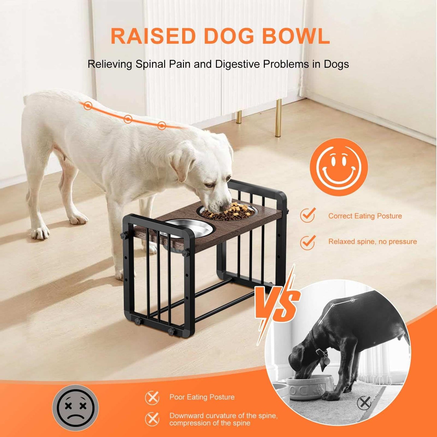 H-shaped Iron Frame 3 Height Elevated Dog Bowl - Purrfect Pet Haven