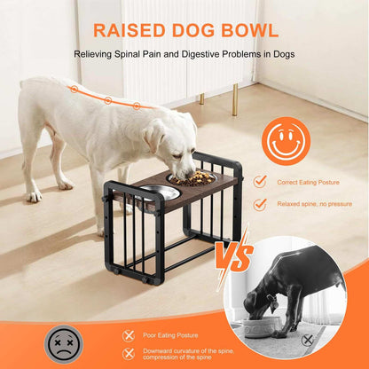 H-shaped Iron Frame 3 Height Elevated Dog Bowl - Purrfect Pet Haven