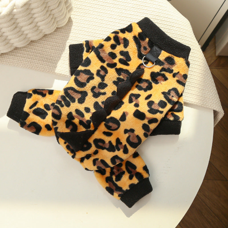 Dino Roar Fleece - Leopard Print Dog Hoodie - Purrfect Pet Haven