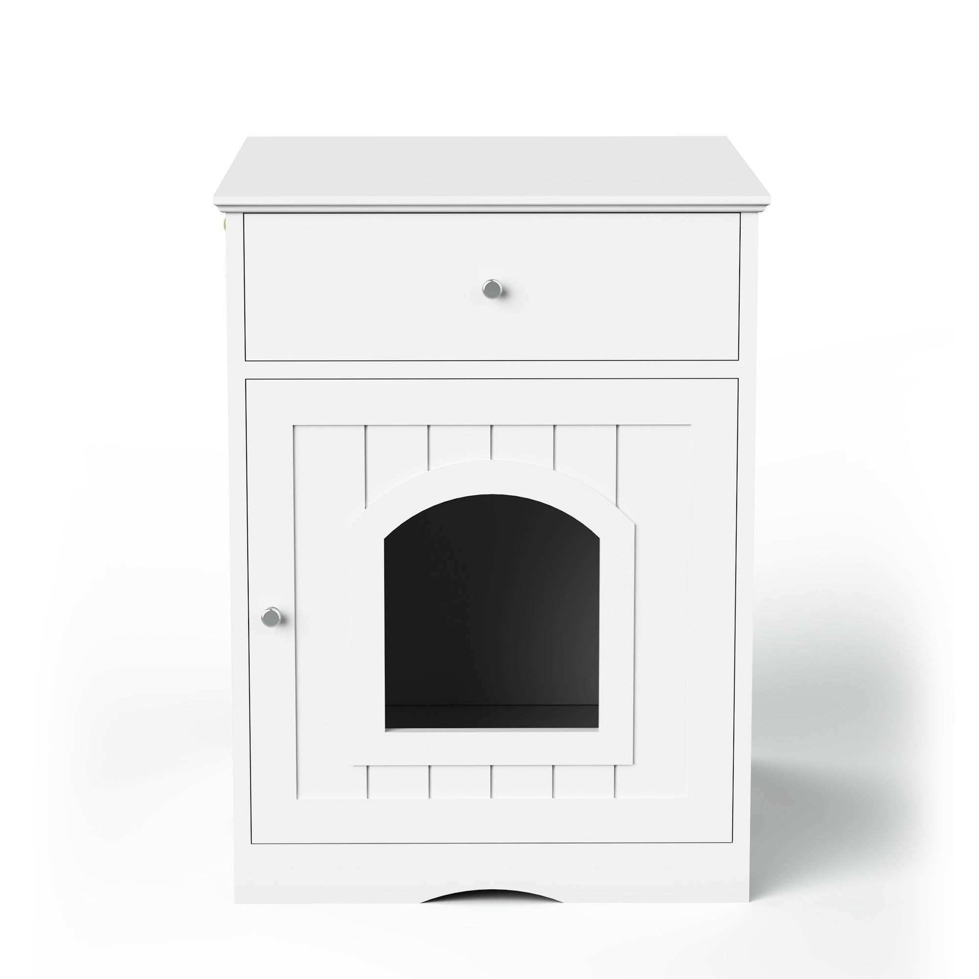 Wooden Pet House Cat Litter Box Enclosure With Drawer Side Table Cat Home Nightstand - Purrfect Pet Haven