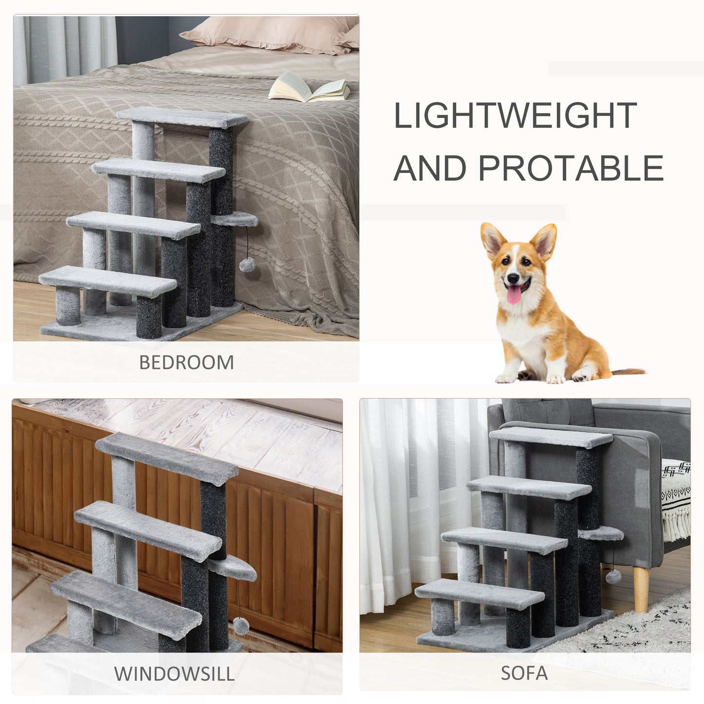Cat Stairs 4-Step - Flannel Steps Platform Hanging Toy