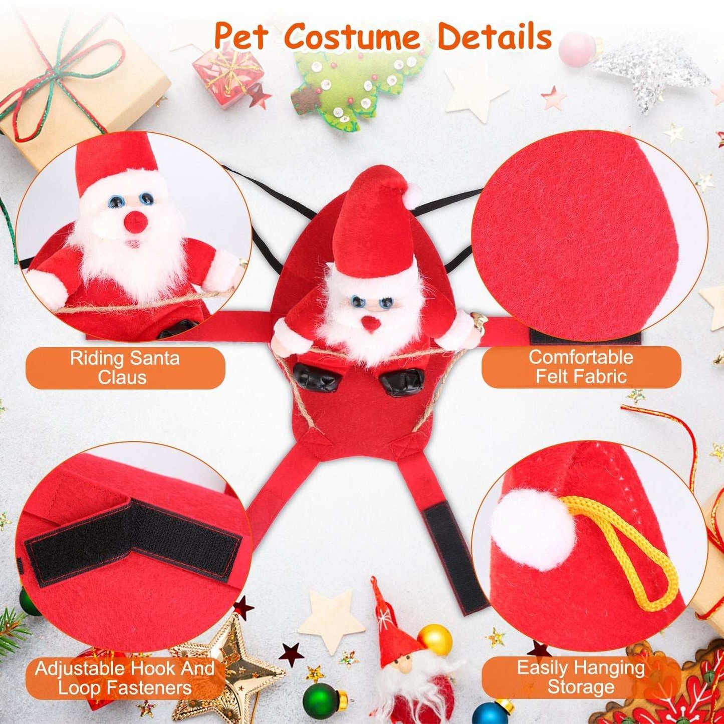 Christmas Santa Pet Outfit - Riding Style with Bell - Purrfect Pet Haven