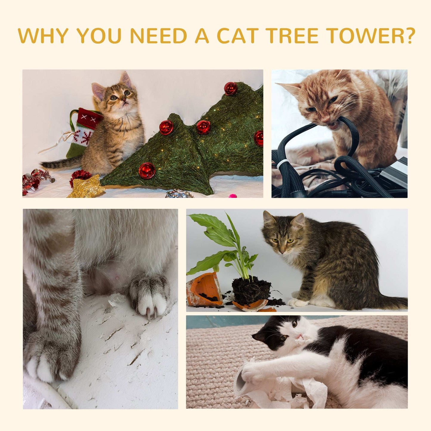 Floor Standing Cat Tree - Height Adjustable Tower - Purrfect Pet Haven