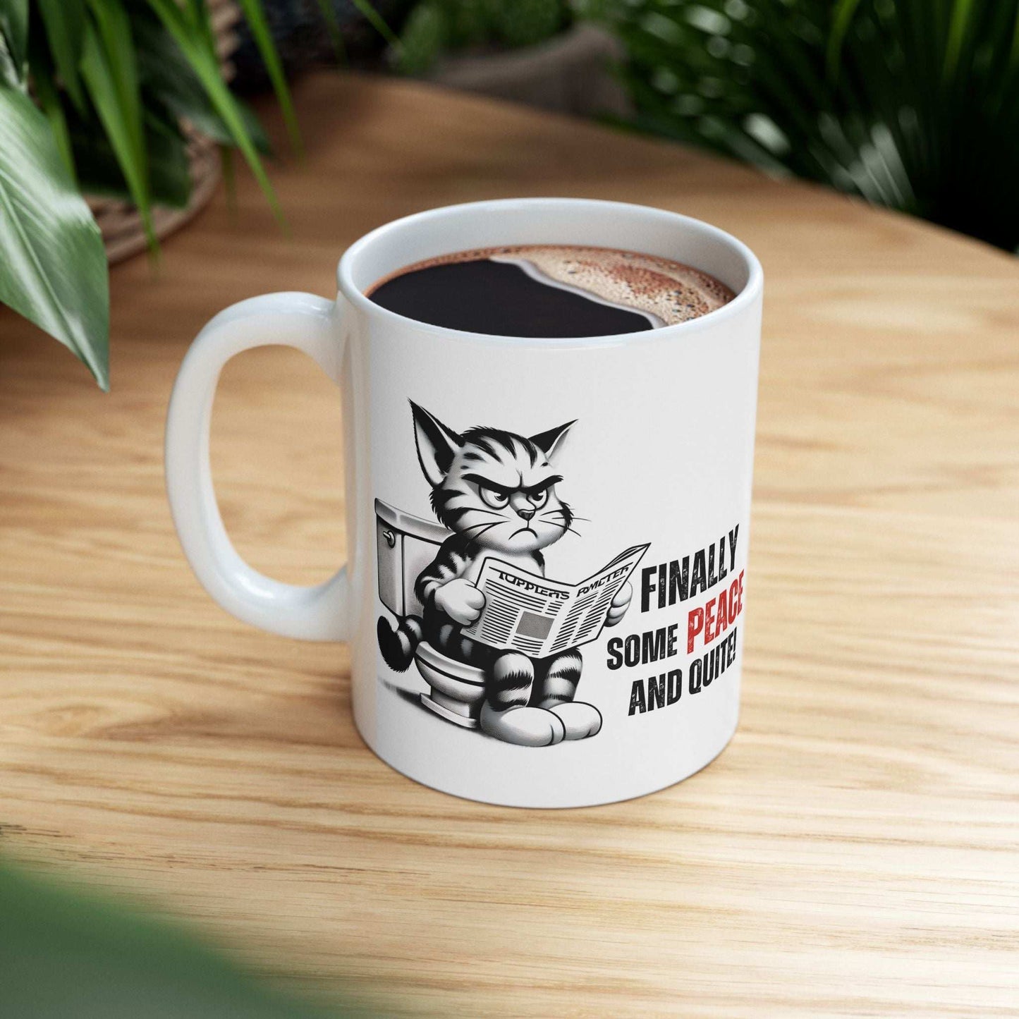 Funny Cat Ceramic Mug – "Finally Some Peace and Quiet!" – Perfect Gift for Cat Lovers - Purrfect Pet Haven