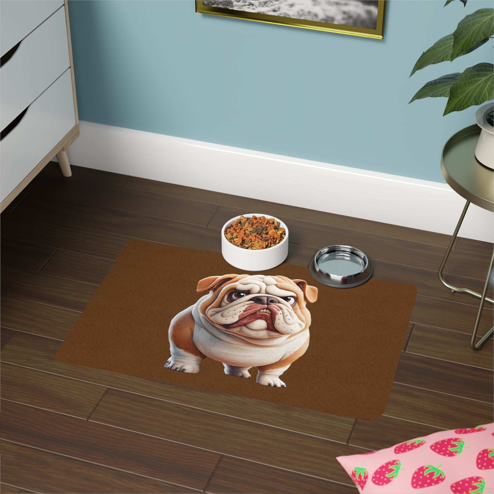 Adorable Bulldog Pet Food Mat - Non-Slip Feeding Mat for Dogs | Purrfect Pet Haven