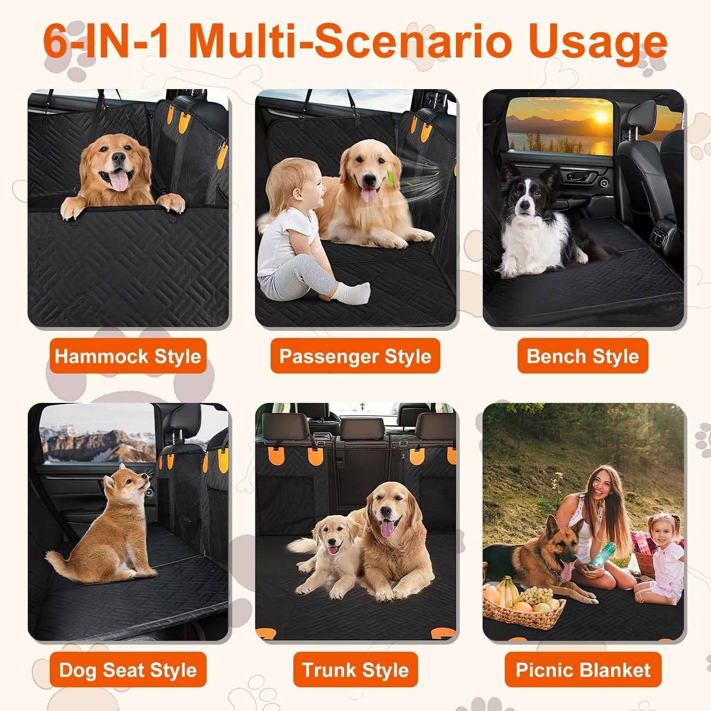 Dog Car Seat Cover - Waterproof Hammock for Back Seat - Purrfect Pet Haven