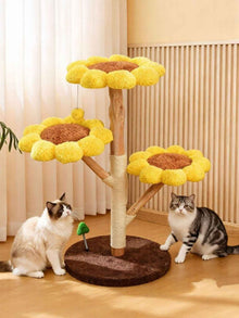 Cat Tree Sunflower Multi-Level - Wooden Condo with Perch Platforms