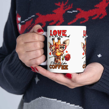 Love & Coffee Ceramic Mug - Cute Giraffe Design, 11oz/15oz | Purrfect Pet Haven