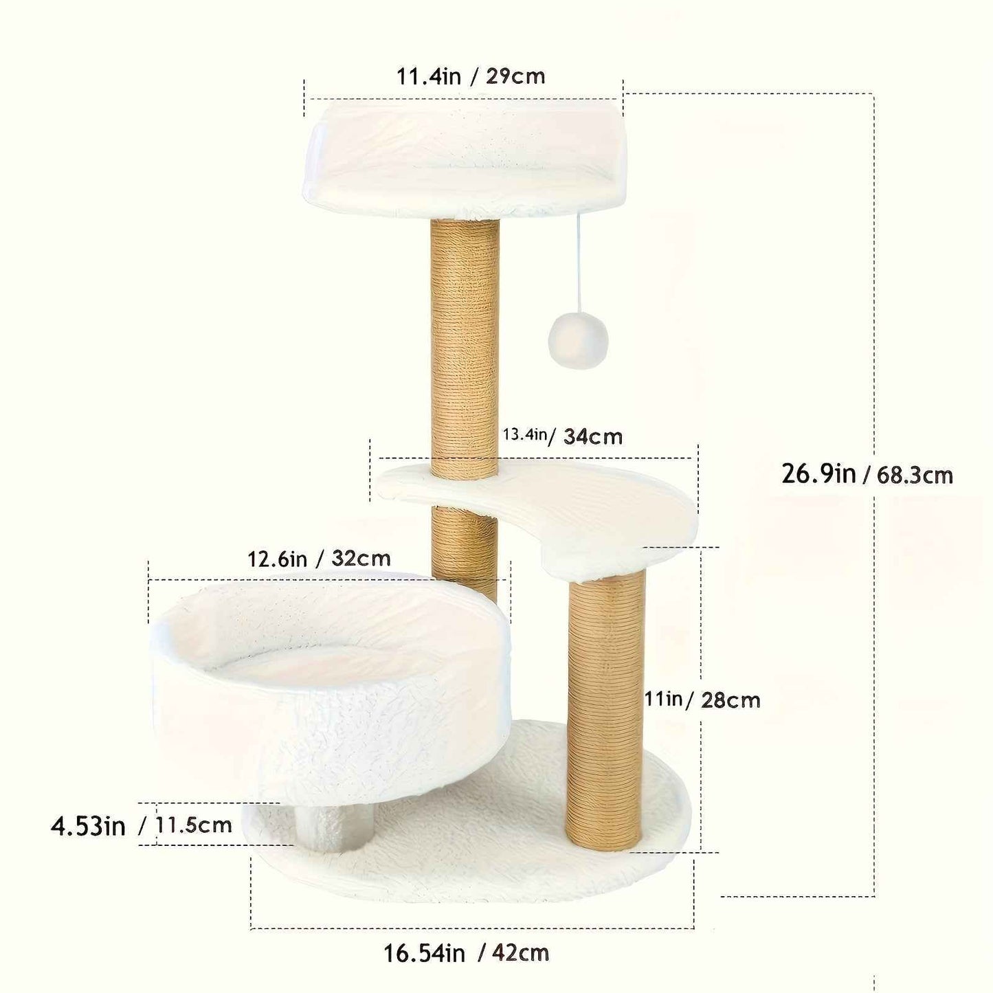 Luxury Cat Tree With Scratching Posts - Easy To Assemble, Wooden Fiber Structure, Suitable For Cats. - Purrfect Pet Haven