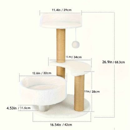 Luxury Cat Tree With Scratching Posts - Easy To Assemble, Wooden Fiber Structure, Suitable For Cats. - Purrfect Pet Haven