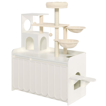 Cat Tree With Litter Enclosure - Hammocks And Storage