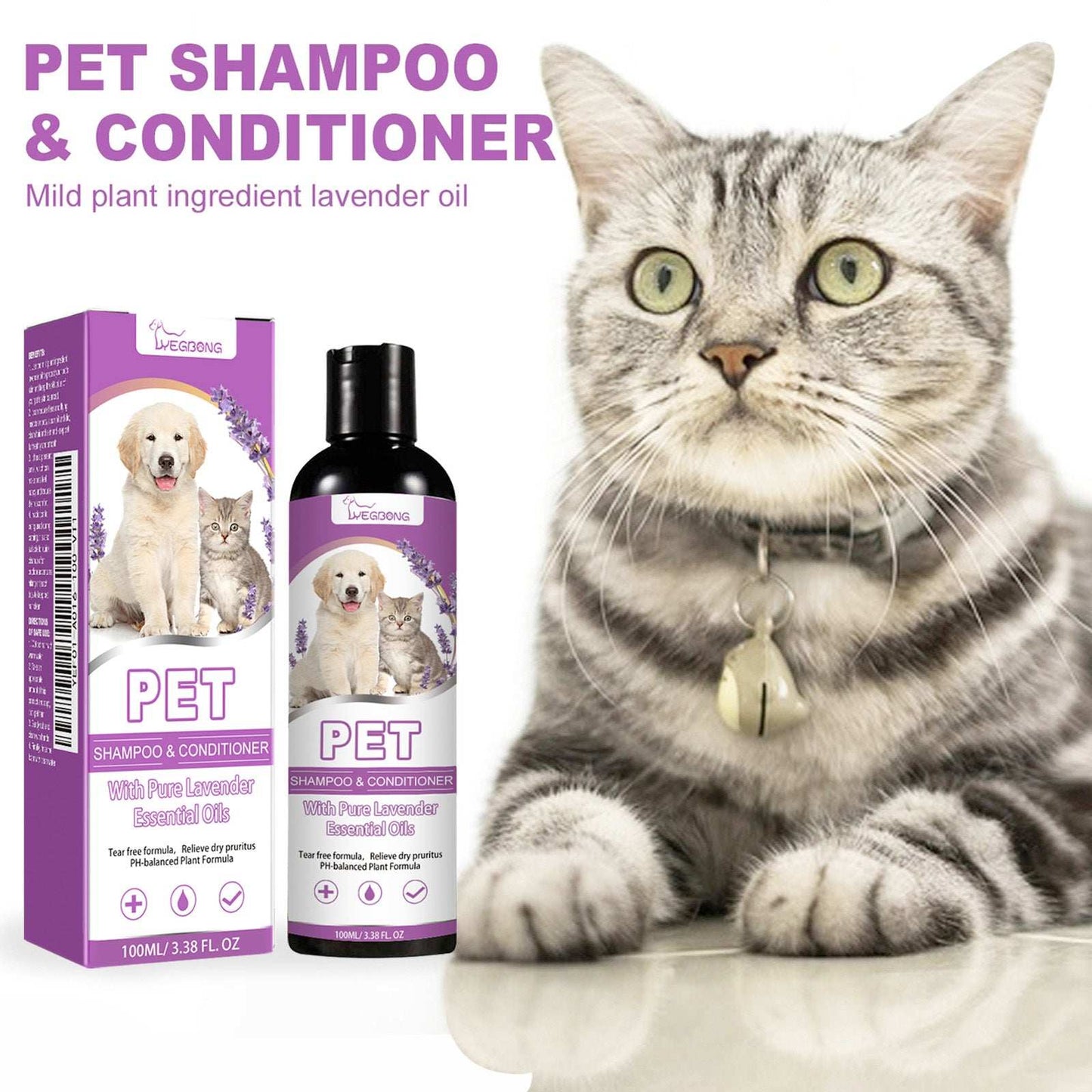 Pet Shampoo & Conditioner with Pure Lavender Essential Oils - Purrfect Pet Haven
