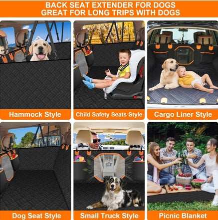 Adjustable Hard Bottom Dog Car Seat Backrest with Window & Storage Pockets - Purrfect Pet Haven