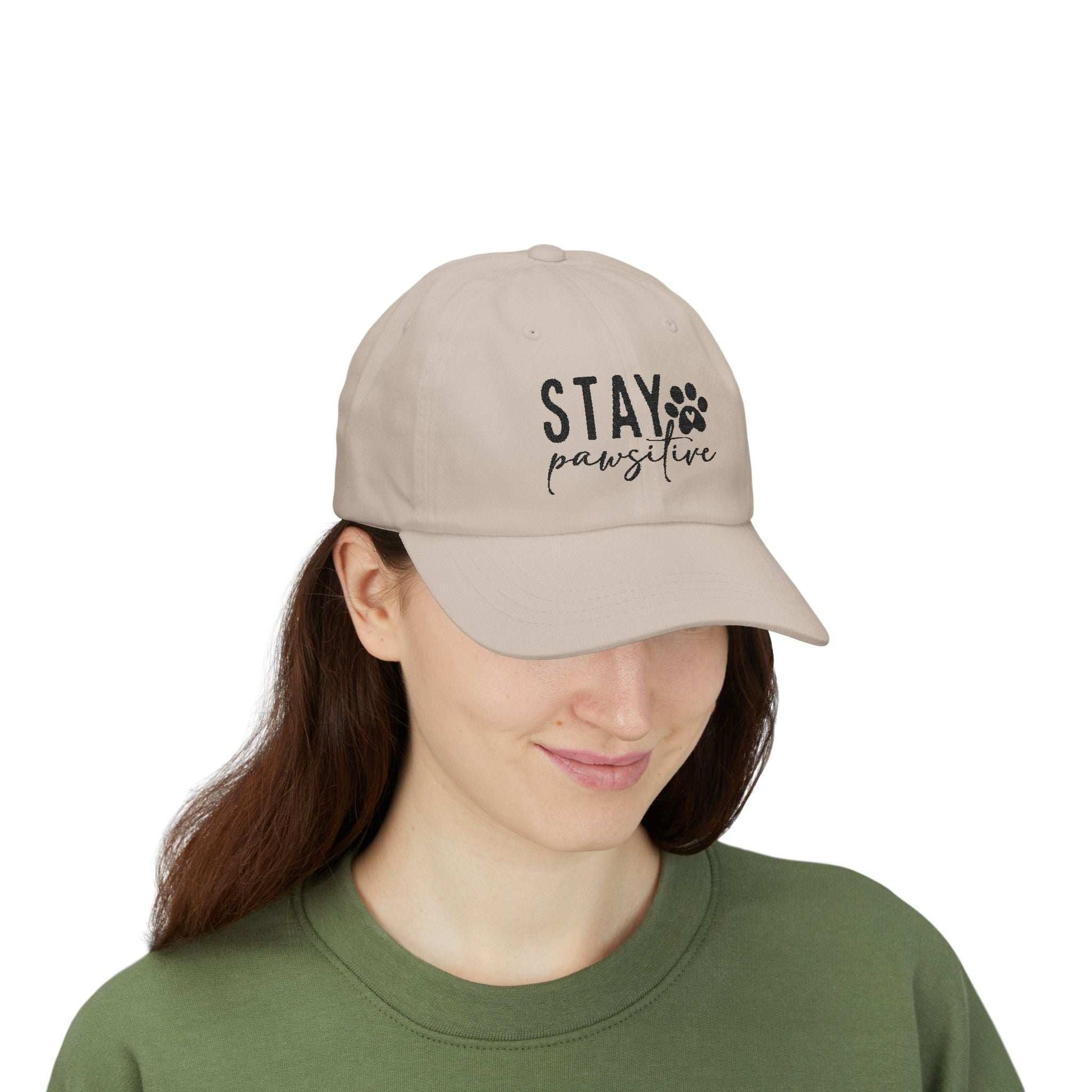 Stay Pawsitive Embroidered Dad Cap - Inspirational Pet Lover Baseball Hat - Purrfect Pet Haven