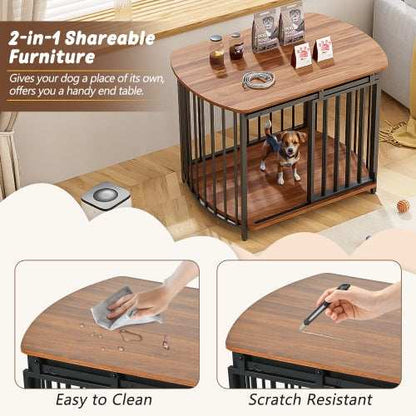 Furniture Style Dog Crate For Small And Medium Dogs - Modern Wooden End Table Kennel - Purrfect Pet Haven