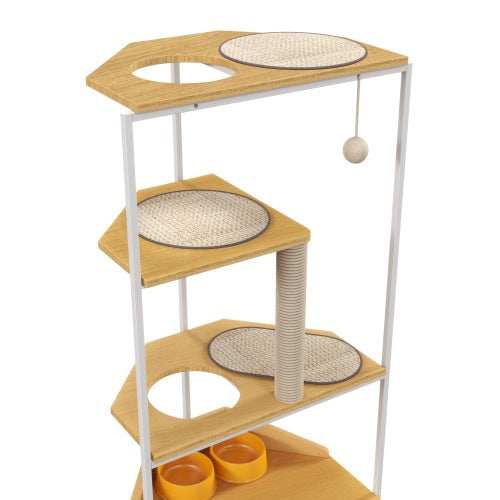 Cat Apartment With Feeding Station And Climbing Platform, Pet Furniture For Indoor Cats - Purrfect Pet Haven