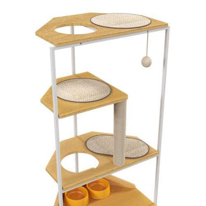 Cat Apartment With Feeding Station And Climbing Platform, Pet Furniture For Indoor Cats - Purrfect Pet Haven