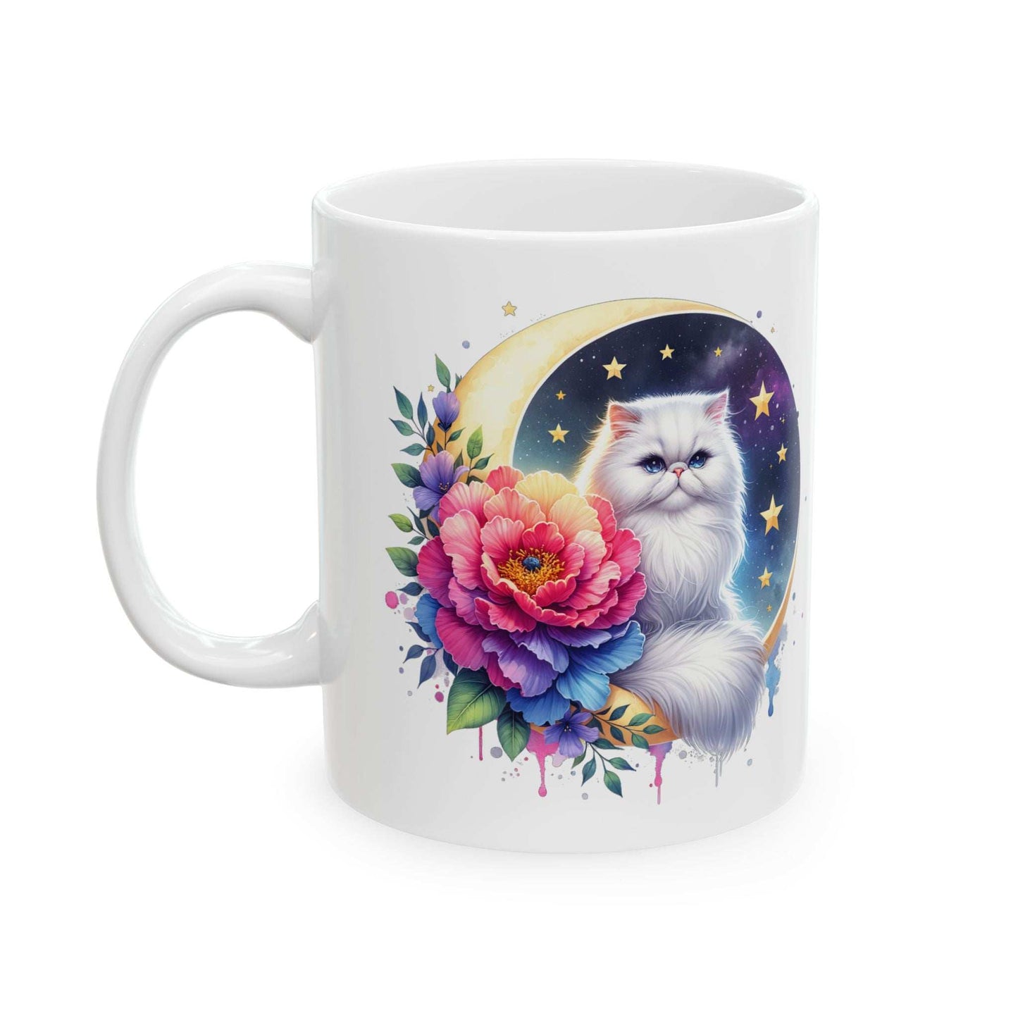 Whimsical Floral Cat Ceramic Mug - 11oz & 15oz - Purrfect Pet Haven