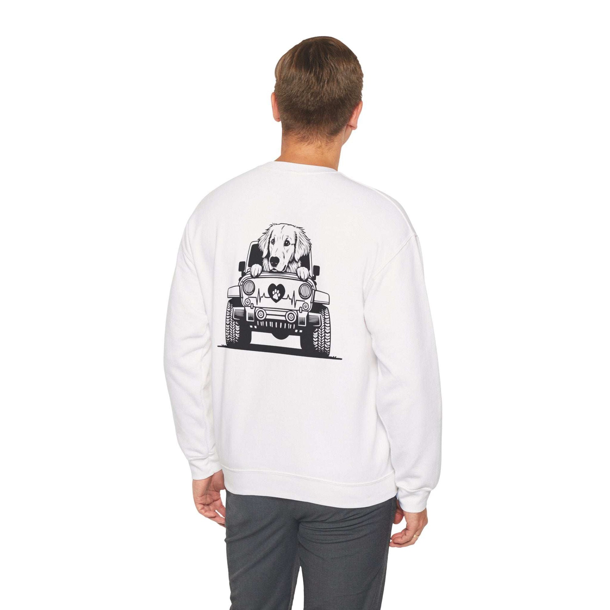 Golden Retriever Jeep Sweatshirt - Dog Lover's Heavy Blend - Purrfect Pet Haven