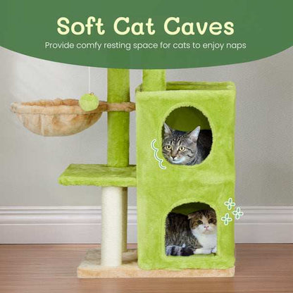 3-inch Yellow-green Speaker-shaped Double-layer Cat House  Hammock Cat Bed - Purrfect Pet Haven