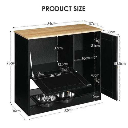 Elevated Dog Bowl Stand - 2 Bowls with Storage Cabinet - Purrfect Pet Haven