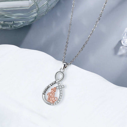 Love Heart Pendant Girl With Dog Necklace - Purrfect Pet Haven