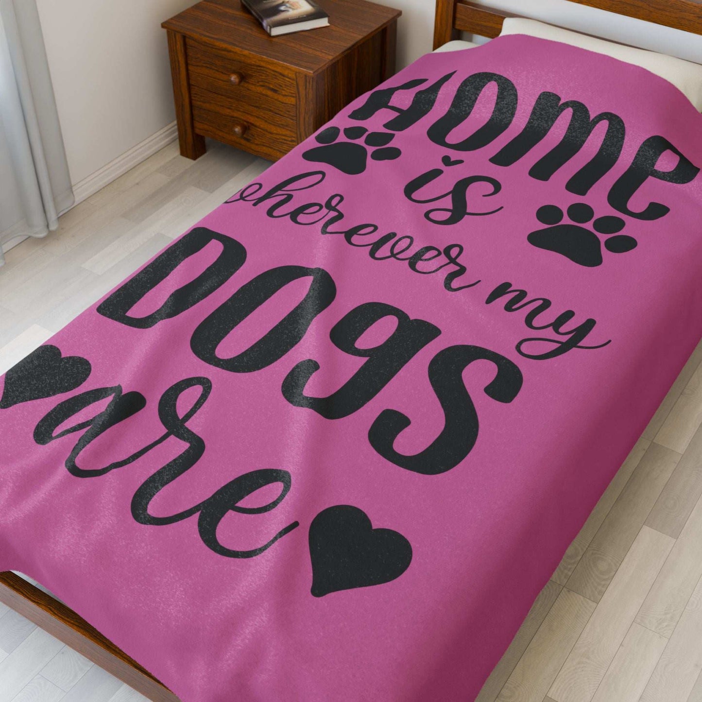 Cozy Pet Lover's Blanket - "Home is Wherever My Dogs Are" - Velveteen Plush - Purrfect Pet Haven