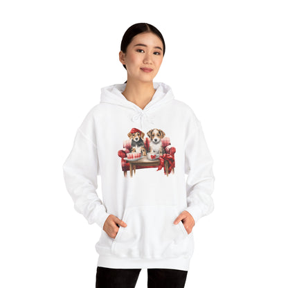 Christmas Hoodie - Festive Puppies on Sofa Design - Purrfect Pet Haven