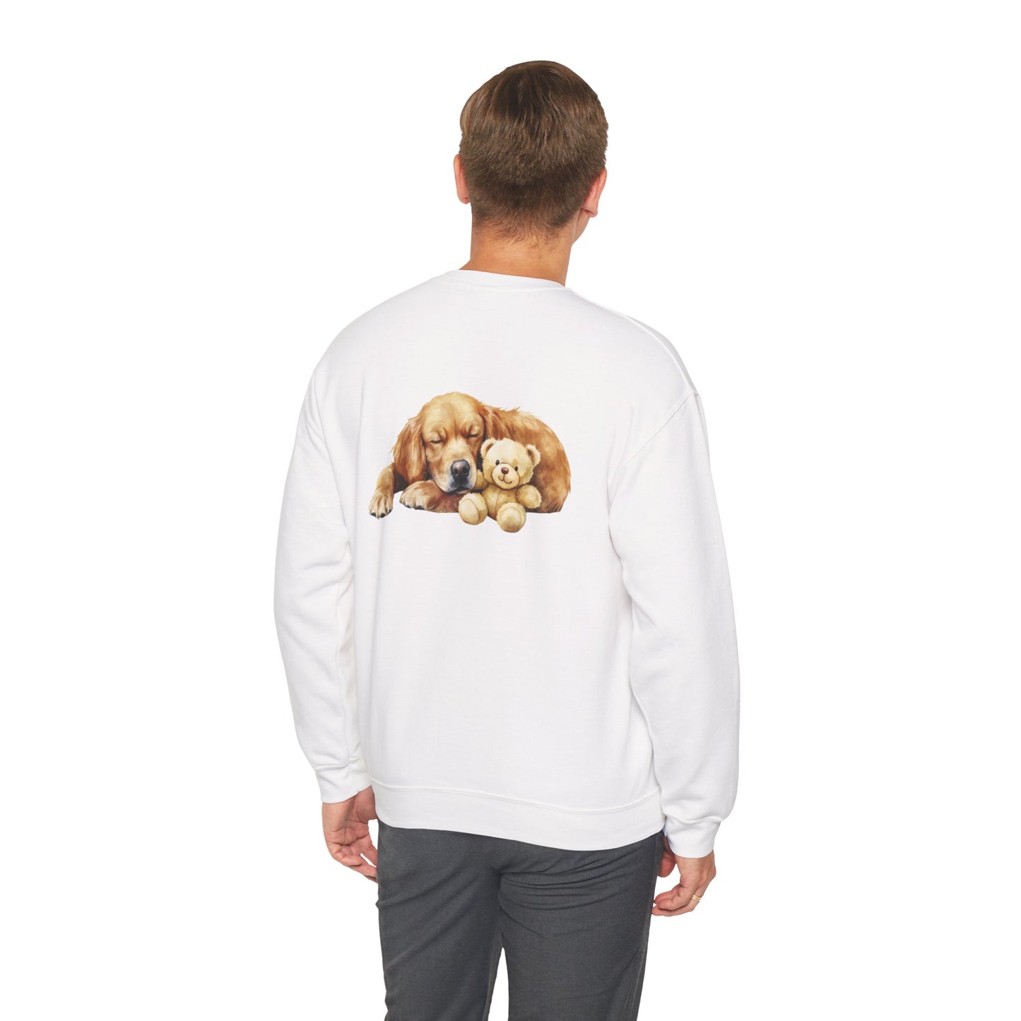 Baby Golden Retriever Crewneck - Nap with Teddy Bear - Purrfect Pet Haven