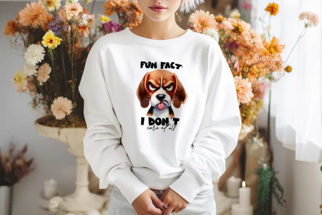 Fun Fact Don't Care Crewneck - Funny Sarcastic Sweatshirt - Purrfect Pet Haven