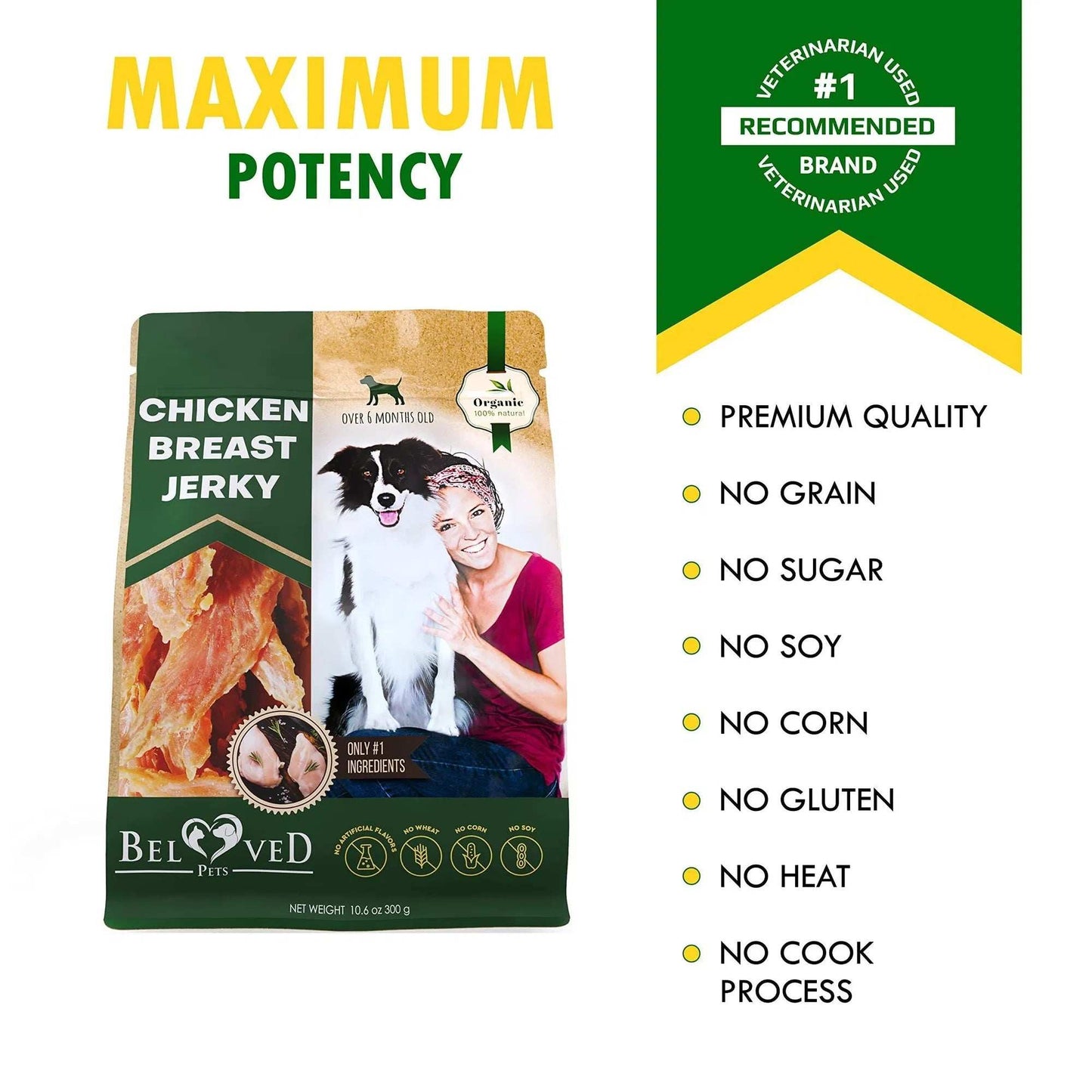Chicken Jerky Dog Treats All Natural And Organic Healthy Snacks For Large & Small Dogs Grain Free And High Protein Human Grade Pet Chews 300 Gram - Purrfect Pet Haven