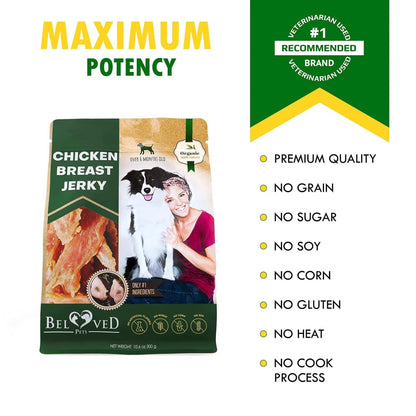 Chicken Jerky Dog Treats All Natural And Organic Healthy Snacks For Large & Small Dogs Grain Free And High Protein Human Grade Pet Chews 300 Gram - Purrfect Pet Haven
