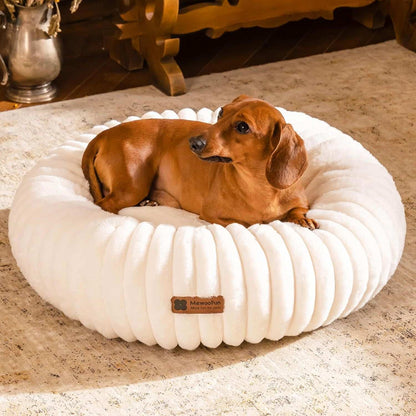 Donut Dog Bed - Calming Round Fluffy - Purrfect Pet Haven